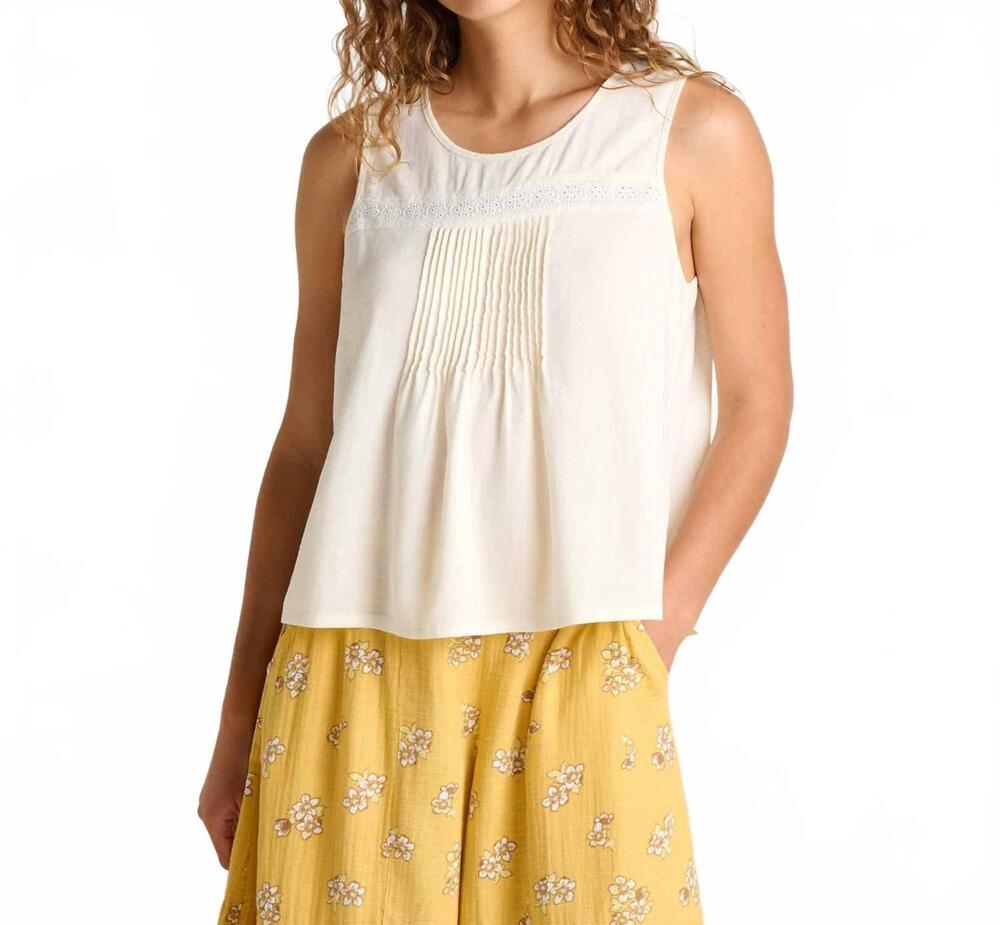 NEW TOAD&CO manzana pin tuck tank top in egret